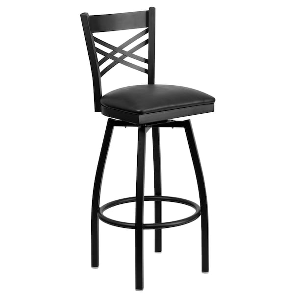 Swivel Batstool,X Back,Black Seat