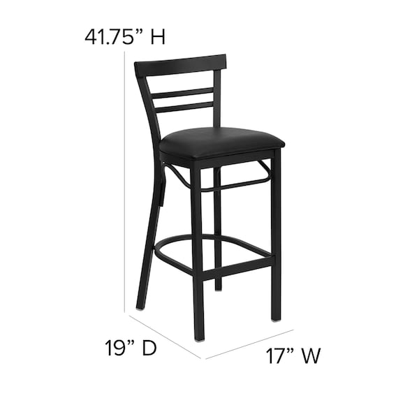 Restaurant Stool,Ladder Back,Blk Seat