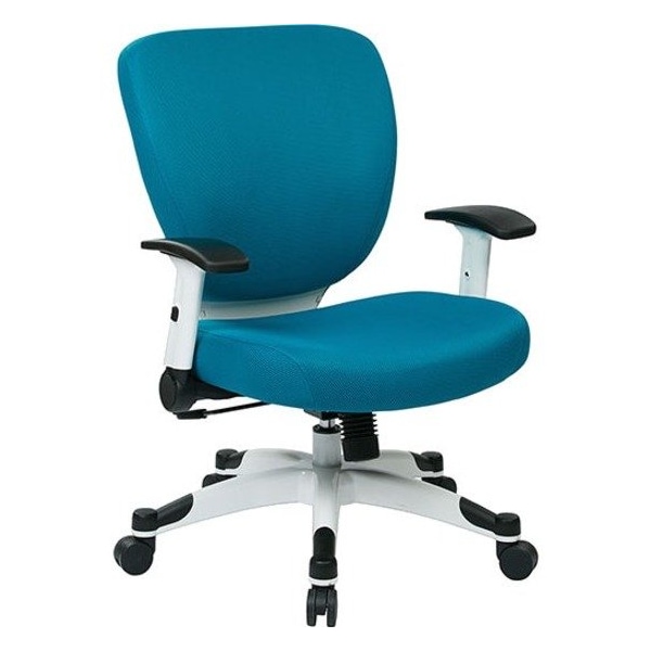 Managerial Chair, Mesh, 16-3/4 To 19-1/2 Height, Adjustable Arms, Blue