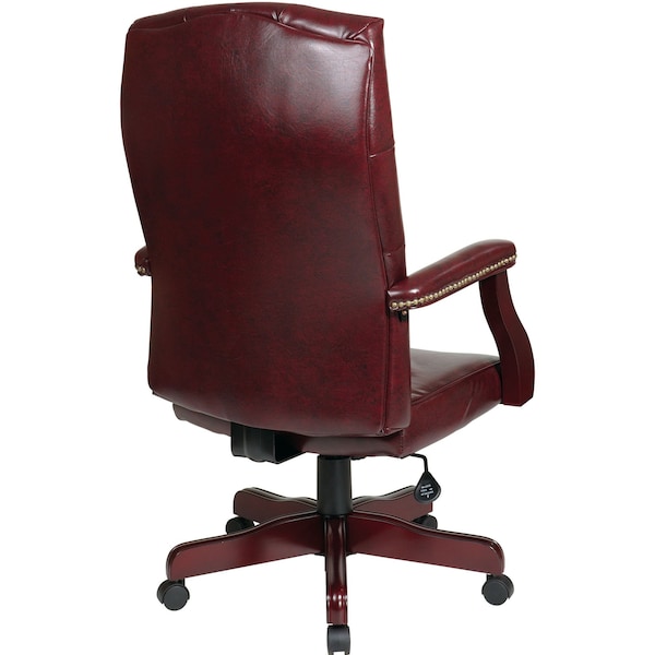Vinyl Executive Chair, 20-1/4 To 25-1/4, Fixed Arms, Brown