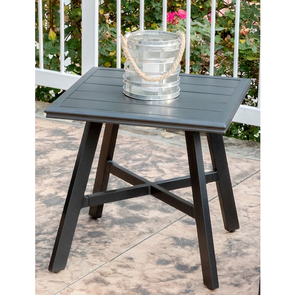 All-Weather Commercial-Grade Aluminum 22 Square Slat-Top Side Table