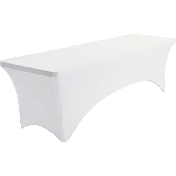 White Stretch Fabric Table Cover,8 Ft.
