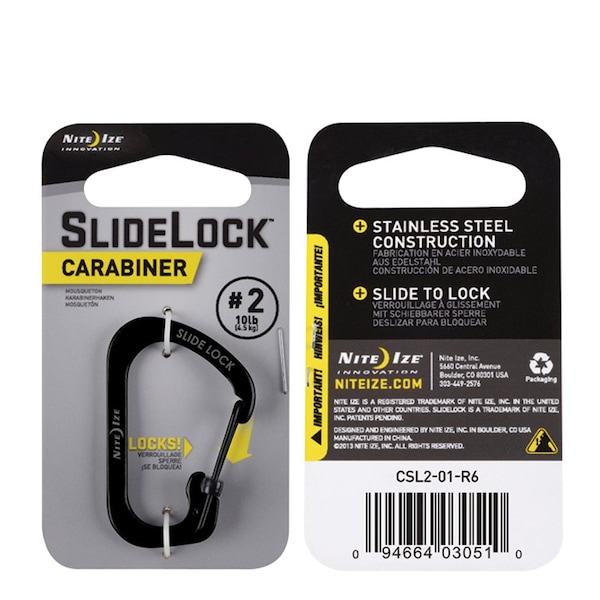 Locking Carabiner Clip,Black,1-3/32 In