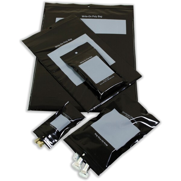 3 X 5 Recloseable Poly Bags, Black, PK 1000