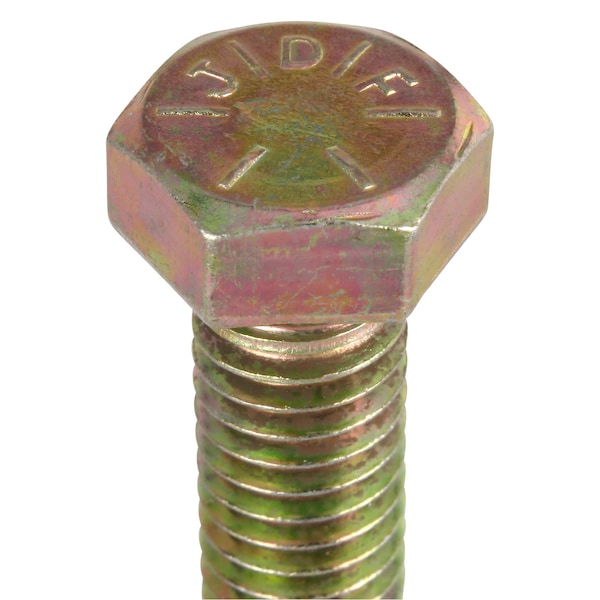 Grade 8, 3/8-16 Hex Head Cap Screw, Zinc & Yellow Plated Steel, 1 In L, 50 PK