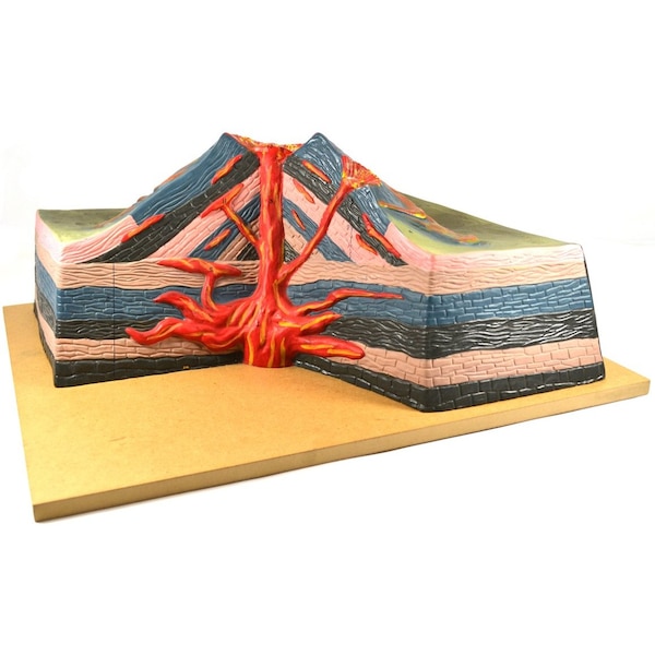 Volcano Mountain Table Top Model W/Cut Away View, Approx. 17x16x7
