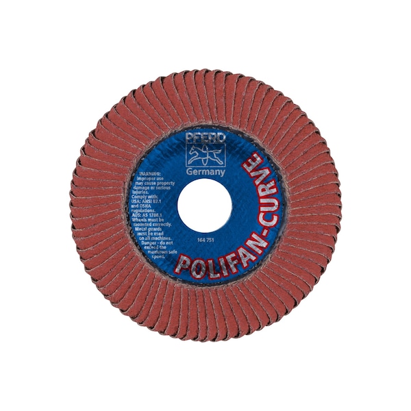 4-1/2 X 5/8-11 Thd. POLIFANÂ® Flap Disc - A SGP CURVE STEELOX, Aluminum Oxide, 40 Grit, Large Radius