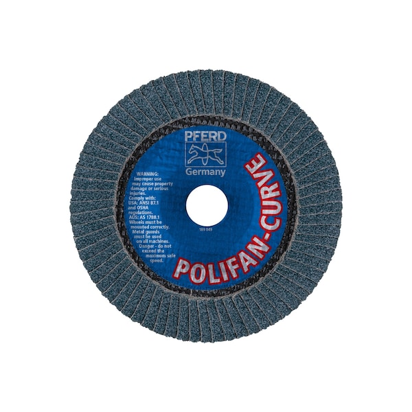 6 X 5/8-11 Thd. POLIFANÂ® Flap Disc - Z SGP CURVE STEELOX, Zirconia, 40 Grit, Medium Radius