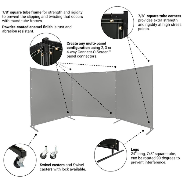 Welding Screens,6 Ft H,6 Ft W,Black