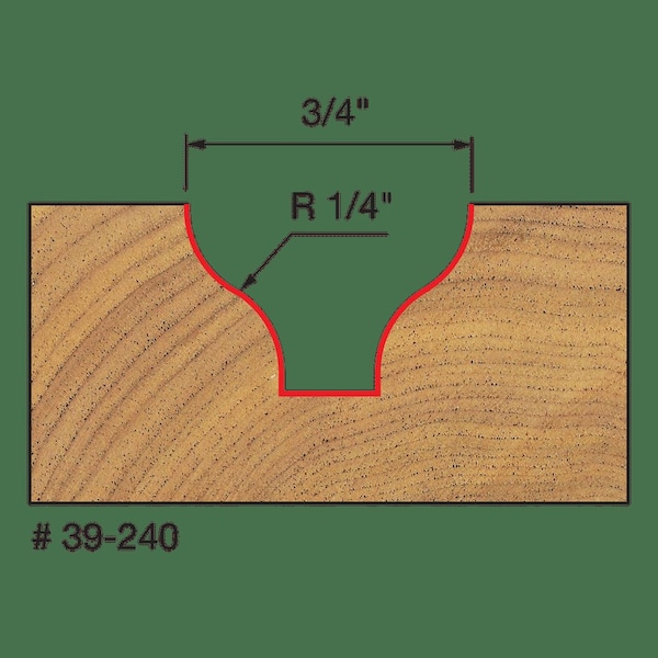 Radius Standard Ogee Groove Bit,1/4