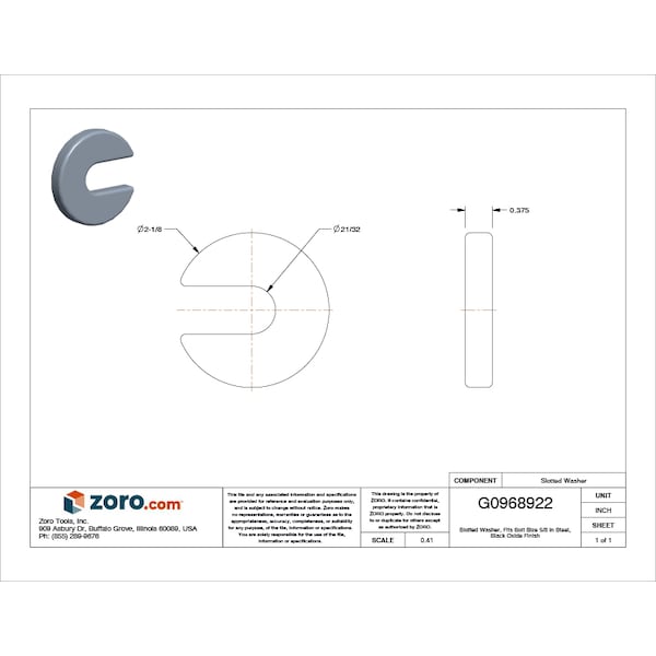 Slotted Washer, Fits Bolt Size 5/8 In Steel, Black Oxide Finish