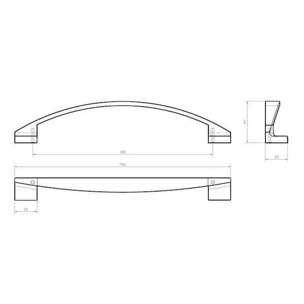 6 5/16 In (160 Mm) Center-to-Center Chrome Contemporary Drawer Pull