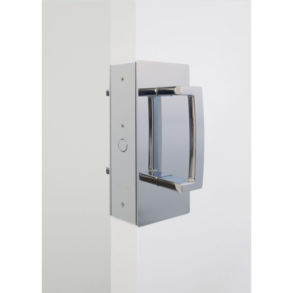 CL400 Cavity Sliders Magnetic Pocket Door Handle, Privacy, Satin Chrome