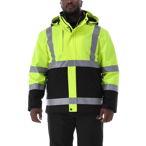 Hivis 3-In-1 Rainwear Jacket Black/Limel2 XLg