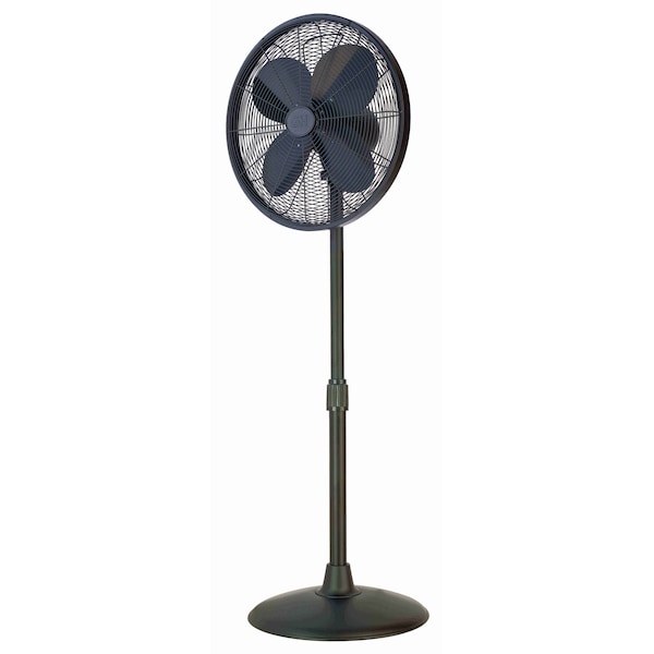 16in Retro Pedestal Fan In Matte Black