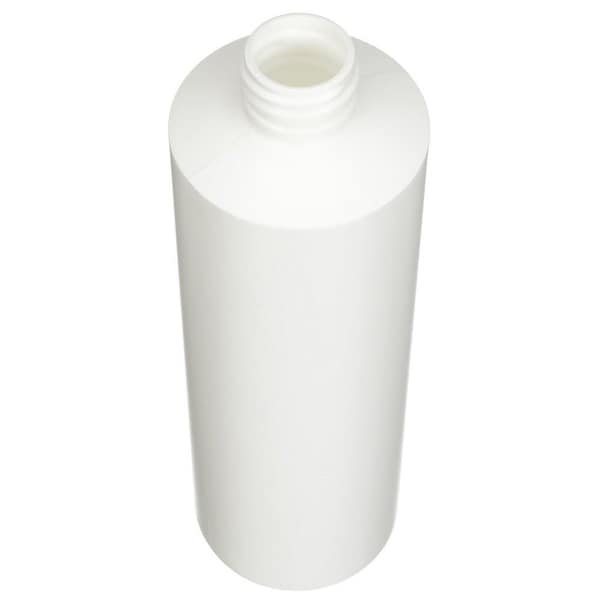 16 Oz White HDPE Plastic Cylinder Round Bottle- 28-410 Neck Finish