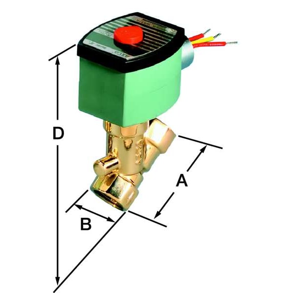 120V AC Brass Solenoid Valve, Normally Closed, 1/2 In Pipe Size