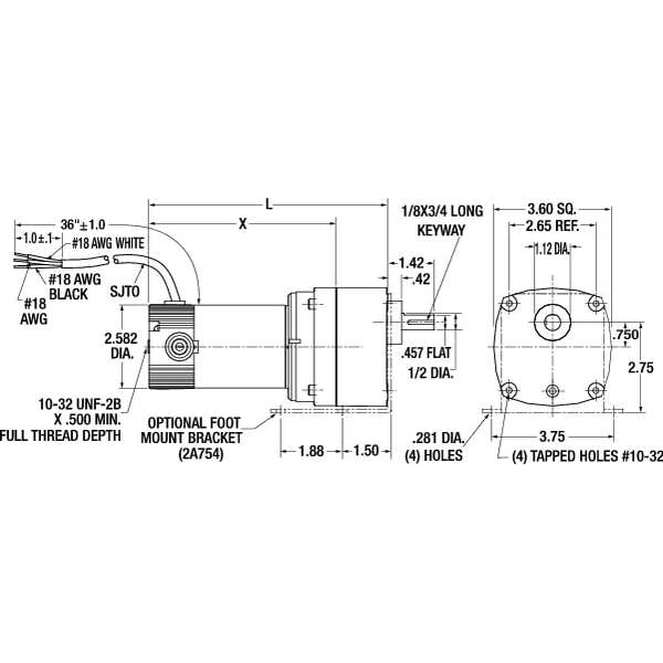 DC Gearmotor,19 Rpm,90V,TENV