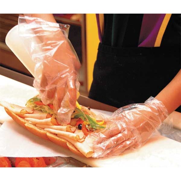Disposable Gloves With Embossed Grip, Polyethylene, Powder Free, Clear, L, 500 PK