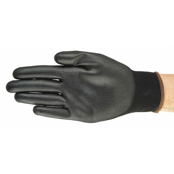 Polyurethane Coated Gloves, Palm Coverage, Black, 2XL, PR