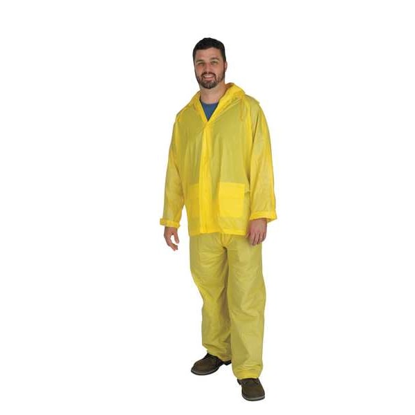 3 Piece Rainsuit W/Detachable Hood,Yellow,L