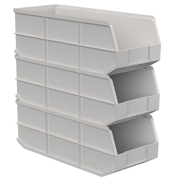 Shelf Storage Bin, Beige, Plastic, 20 1/2 In L X 8 1/4 In W X 7 In H, 60 Lb Load Capacity