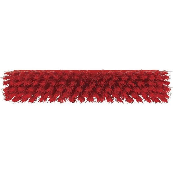 12 In Sweep Face Broom Head, Stiff, Synthetic, Red