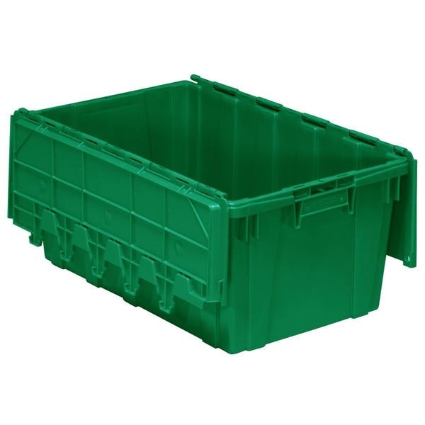 Green Attached Lid Container, Plastic, 16.83 Gal Volume Capacity