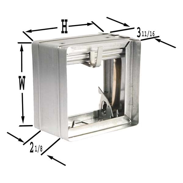 Square Fire Damper,9-3/4 In. W