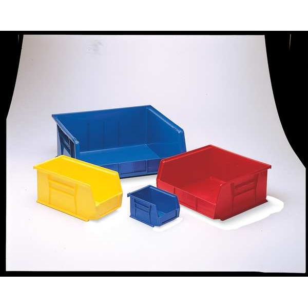 Hang & Stack Storage Bin, Yellow, Plastic, 14 3/4 In L X 5 1/2 In W X 5 In H, 50 Lb Load Capacity