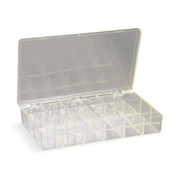 Compartment Box With 18 Compartments, Plastic, 1 13/16 In H X 6-3/16 In W