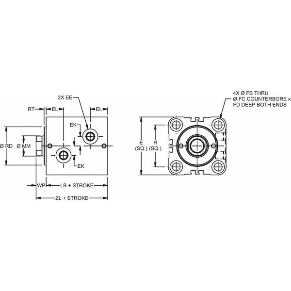 Hydraulic Cylinder,25mm Bore,10mm Stroke