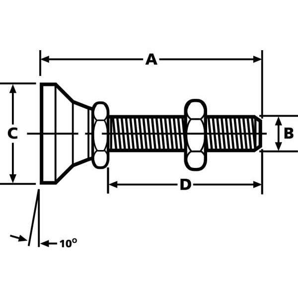 Leveling Pad,Fixed Stud,3/4-10,3 In Base