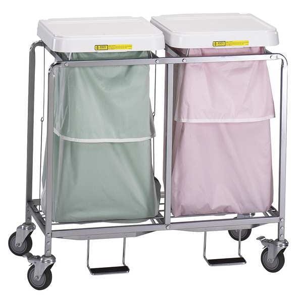 Double Leakproof Hamper With Foot Pedal, Two White Bags