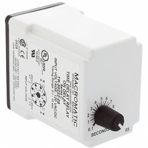 Time Delay Relay,240VAC,10A,DPDT,3 Sec.