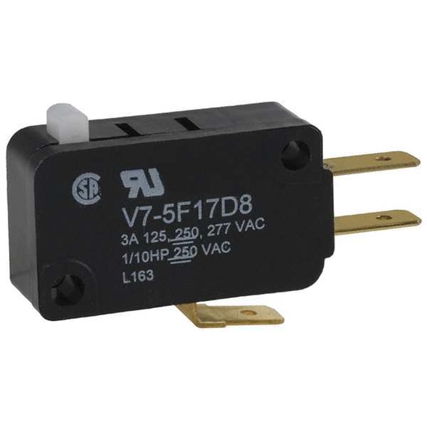 Miniature Snap Action Switch, Pin, Plunger Actuator, SPDT, 3A @ 240V AC Contact Rating