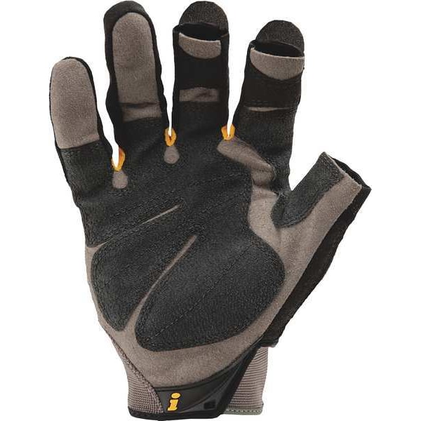 Mechanics Gloves, 2XL, Black, Ribbed Stretch Nylon