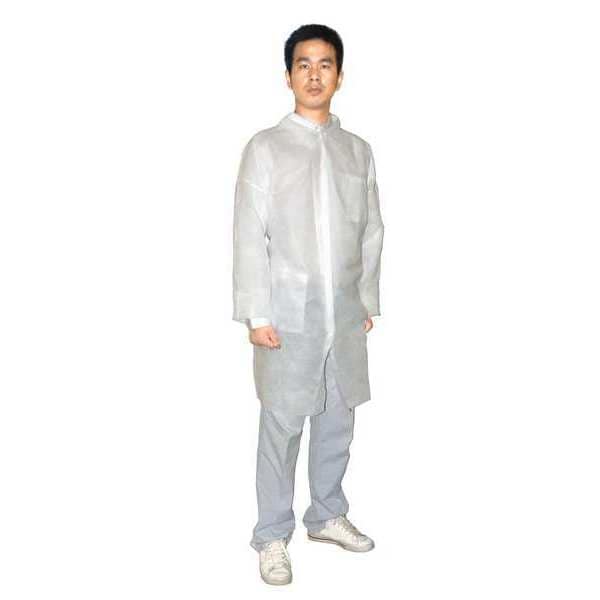 Lab Coat,Polypropylene,White,L,PK25