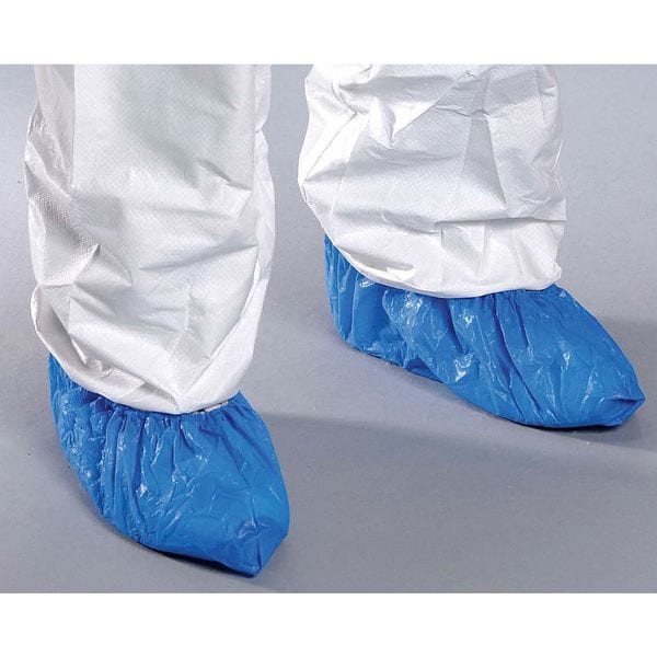 Critical Cover® CPE Shoe Covers,XL,All Film,Blue,PK1000