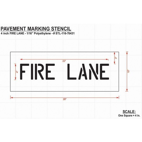 Pavement Stencil,Fire Lane,4 In