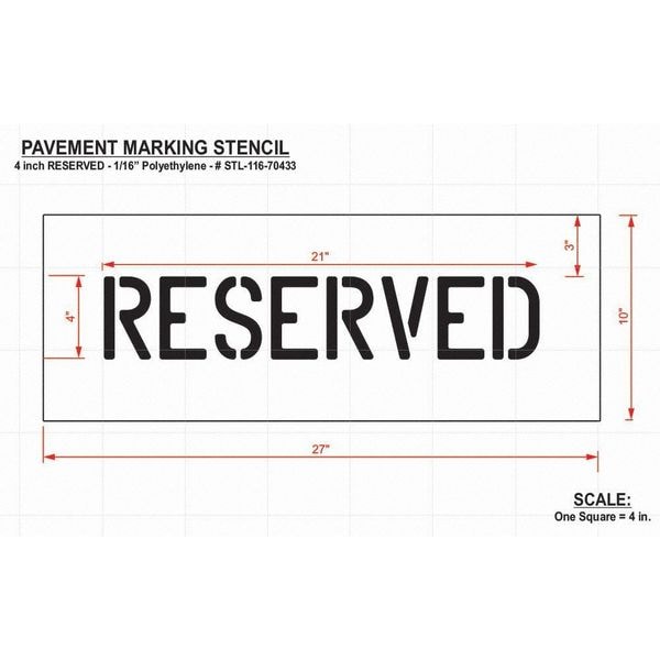 Pavement Stencil,Reserved,4 In