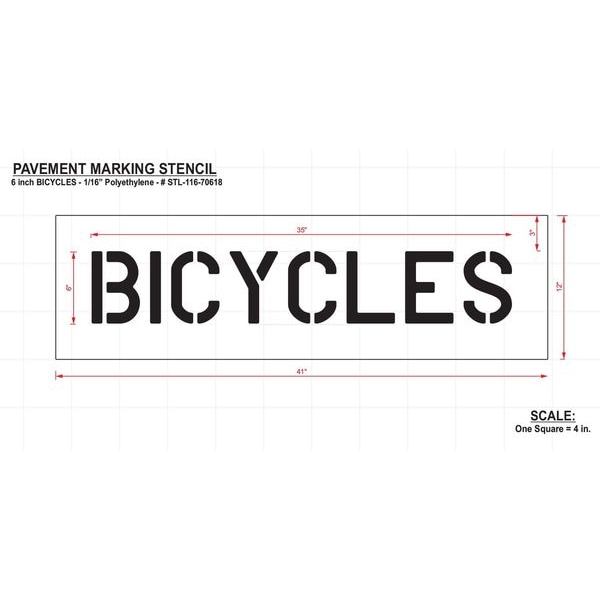 Pavement Stencil, Bicycle, 6 In