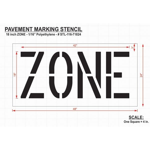 Pavement Stencil,Zone,18 In