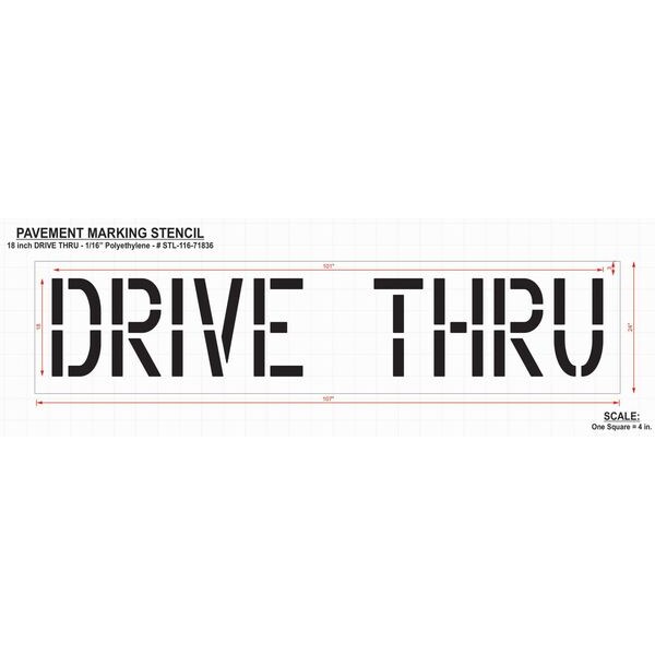 Pavement Stencil,Drive Thru,18 In