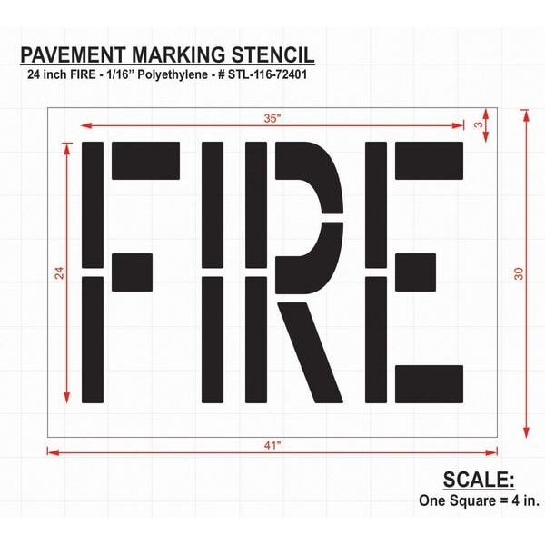Pavement Stencil,Fire,24 In