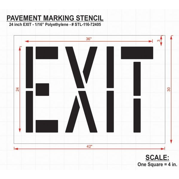 Pavement Stencil,Exit,24 In