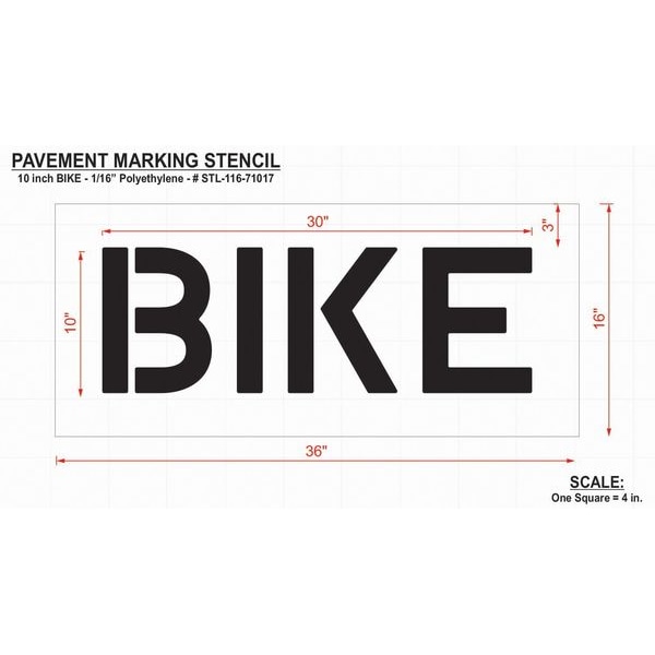 Pavement Stencil,Bike,10 In