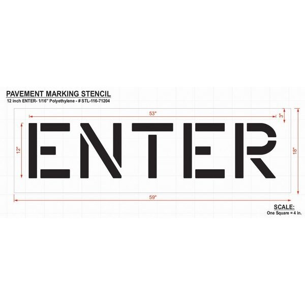 Pavement Stencil,Enter,12 In