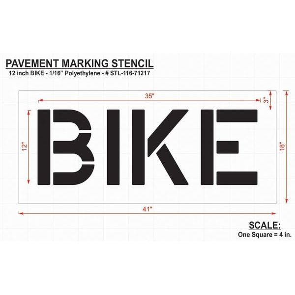 Pavement Stencil,Bike,12 In