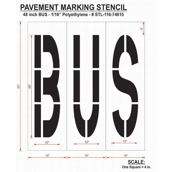 Pavement Stencil,Bus,48 In